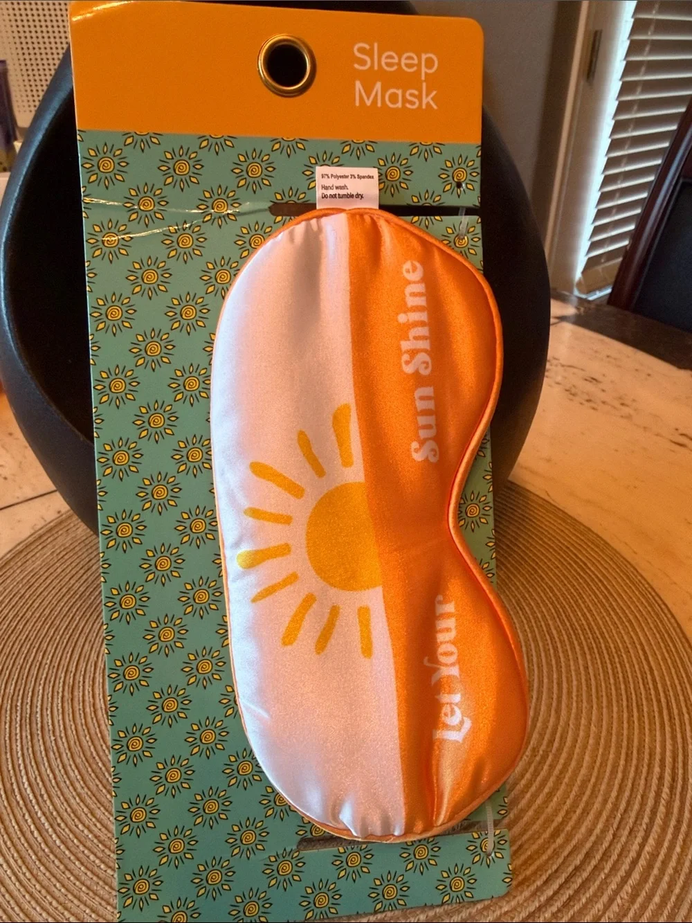 NWT Sunshine Polyester Satin Sleep Mask in Orange and White